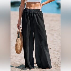Cupshe Black Wide-Leg Beach Pants